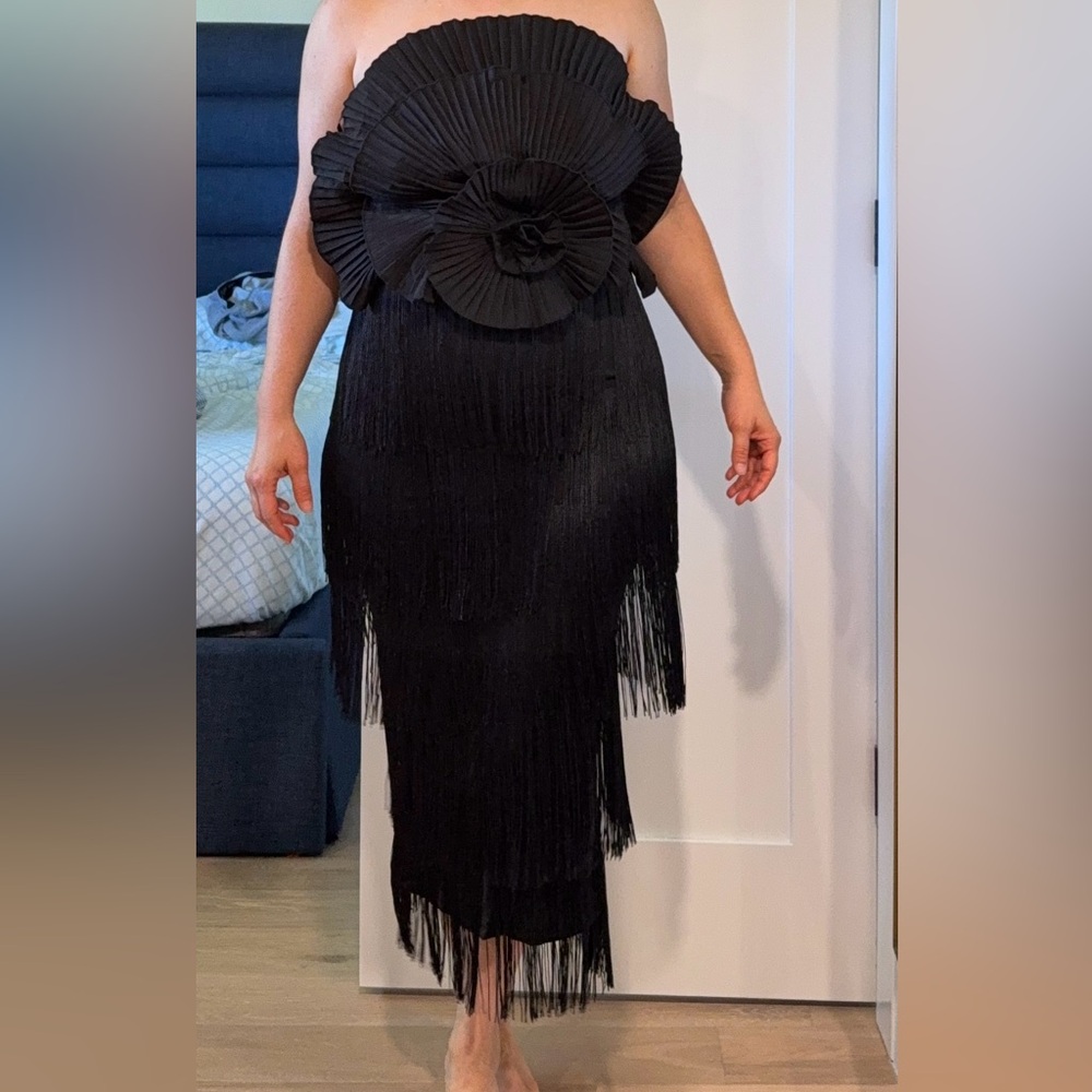 Fringe skirt flower top dress sz L